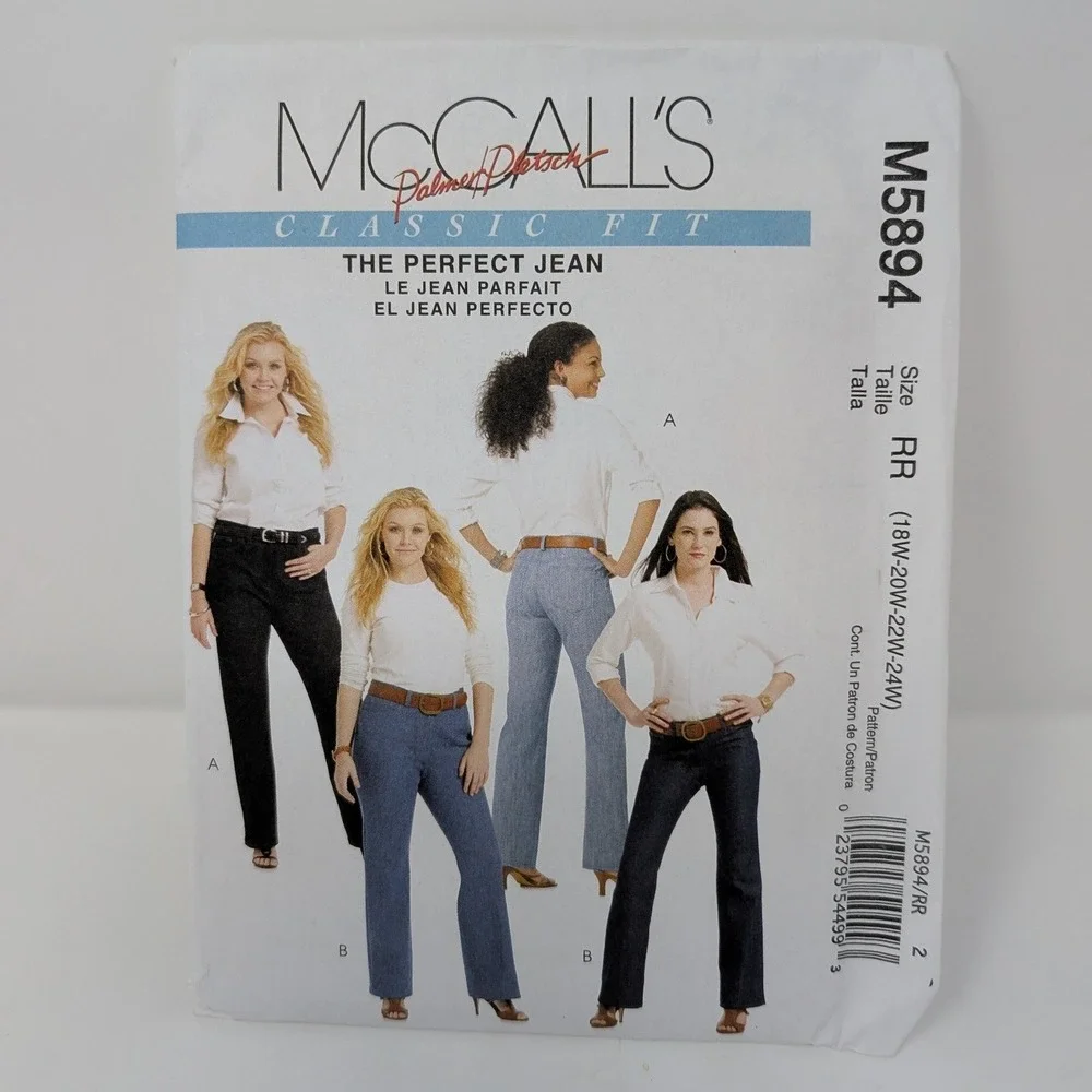McCalls M5894 Palmer Pletsch The Perfect Jean‎ Sewing Pattern Size 18W-24W RR